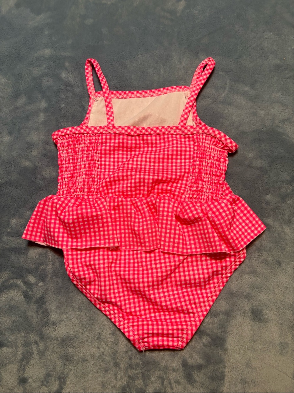 Girls' Size 5 Hot Pink Gingham Ruffle One-Piece Swimsuit - Picture 3 of 3